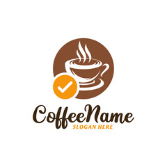 Check Coffee Logo Design Template. Coffee Check logo concept vector. Creative Icon Symbol