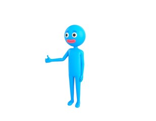 Blue Man character showing thumb up in 3d rendering.