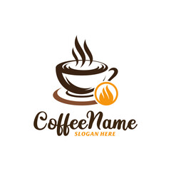 Fire Coffee Logo Design Template. Coffee Fire logo concept vector. Creative Icon Symbol