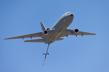 KC-10 externder tanker aircraft with boom extended