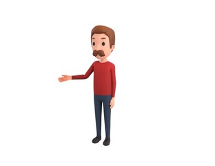 Man wearing Red Shirt character introducing in 3d rendering.
