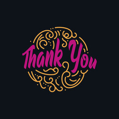 Thank You vintage style or retro style. classic lettering. Thank You calligraphy. Thank you card. Vector illustration.