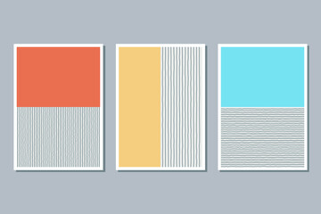 Set of trendy abstract creative minimalist artistic hand painted composition ideal for wall decoration, such as postcard or brochure design, vector illustration	
