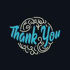 Thank You vintage style or retro style. classic lettering. Thank You calligraphy. Thank you card. Vector illustration.