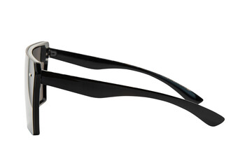 Oversized flat top Sunglasses black frame with silver shades lens side view