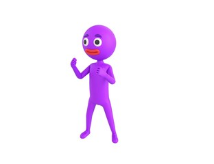 Purple Man character fighting in 3d rendering.