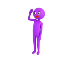 Purple Man character saluting in 3d rendering.