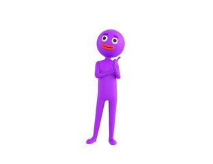 Purple Man character thinking in 3d rendering.