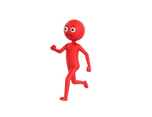 Red Man character running in 3d rendering.