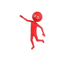 Red Man character floating in the air in 3d rendering.