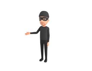 Robber character introducing in 3d rendering.