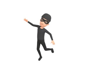 Robber character floating in the air in 3d rendering.