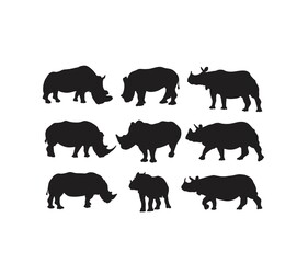 Rhinoceros Silhouettes, art vector design