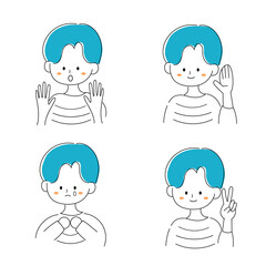 ショートヘア　かわいい　女の子　表情　セット