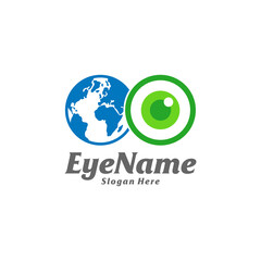 World Eye Logo Design Template. Eye World logo concept vector. Creative Icon Symbol
