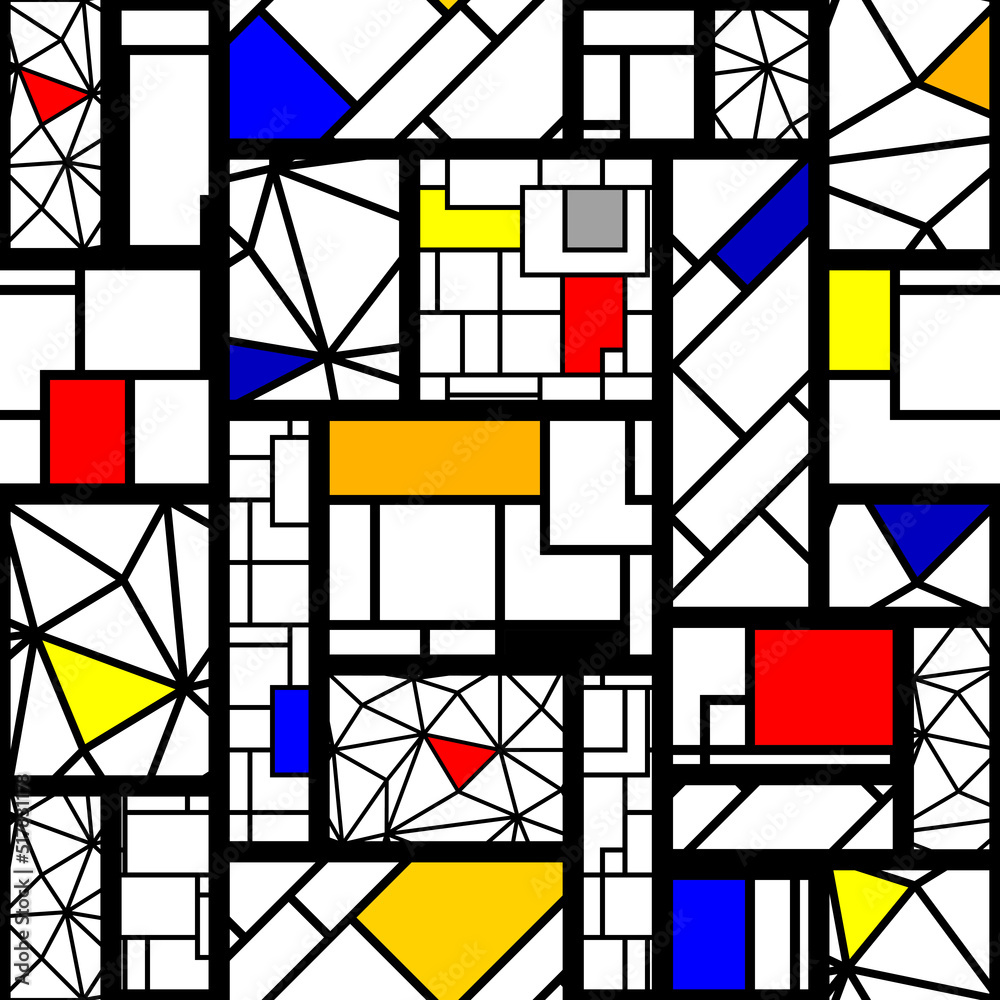 Poster mondrian coollage style design. seamless vector pattern.