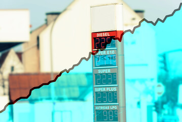 Tankstelle und steigende Preise für den Kraftstoff
 - obrazy, fototapety, plakaty