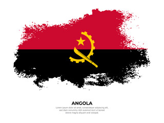 Vintage grunge style Angola flag with brush stroke effect vector illustration on solid background