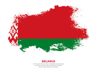 Vintage grunge style Belarus flag with brush stroke effect vector illustration on solid background