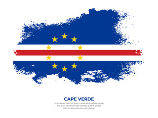 Vintage grunge style Cape Verde flag with brush stroke effect vector illustration on solid background