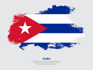 Obraz na płótnie Canvas Vintage grunge style Cuba flag with brush stroke effect vector illustration on solid background