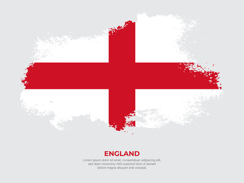 Vintage grunge style England flag with brush stroke effect vector illustration on solid background