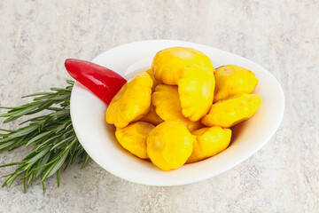 Pickled yellow patisson natural snack