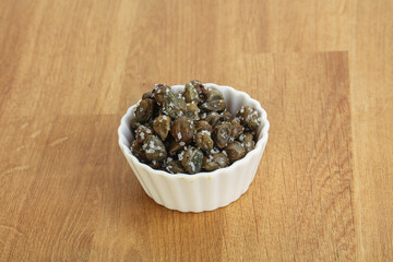Salted marinated capers snack appetiser