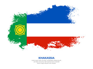 Vintage grunge style Khakassia flag with brush stroke effect vector illustration on solid background