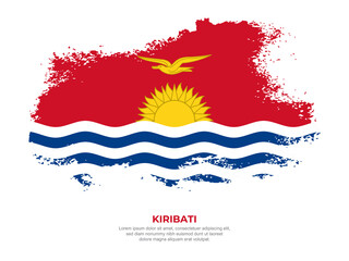 Vintage grunge style Kiribati flag with brush stroke effect vector illustration on solid background