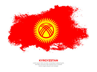Vintage grunge style Kyrgyzstan flag with brush stroke effect vector illustration on solid background