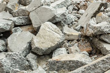Wreckage of rocks  after building collapsed at construction site