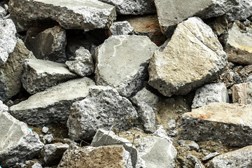Wreckage of rocks  after building collapsed at construction site