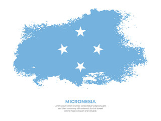 Vintage grunge style Micronesia flag with brush stroke effect vector illustration on solid background