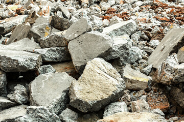Wreckage of rocks  after building collapsed at construction site