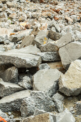 Wreckage of rocks  after building collapsed at construction site