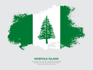 Vintage grunge style Norfolk Island flag with brush stroke effect vector illustration on solid background