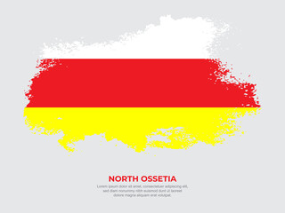 Vintage grunge style North Ossetia flag with brush stroke effect vector illustration on solid background