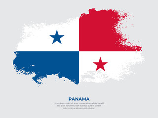 Vintage grunge style Panama flag with brush stroke effect vector illustration on solid background