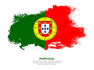 Vintage grunge style Portugal flag with brush stroke effect vector illustration on solid background