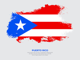 Obraz na płótnie Canvas Vintage grunge style Puerto Rico flag with brush stroke effect vector illustration on solid background
