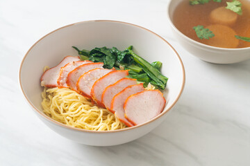 Barbecue Red Pork Noodles with Soup