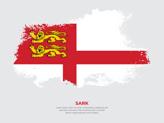 Fototapeta premium Vintage grunge style Sark flag with brush stroke effect vector illustration on solid background
