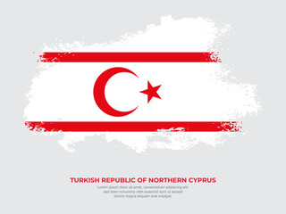 Vintage grunge style Turkish Republic of Northern Cyprus flag with brush stroke effect vector illustration on solid background