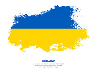 Vintage grunge style Ukraine flag with brush stroke effect vector illustration on solid background