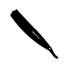 Straight Razor Black and White Icon Design Element on Isolated White Background