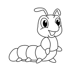 Cute caterpillar cartoon coloring page illustration vector. For kids coloring book.