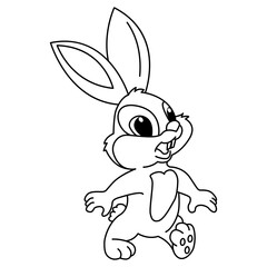 Cute rabbit cartoon coloring page illustration vector. For kids coloring book.