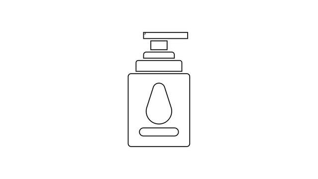 Black line Personal lubricant icon isolated on white background. Lubricating gel. Cream for erotic sex games. Tube with package box. 4K Video motion graphic animation