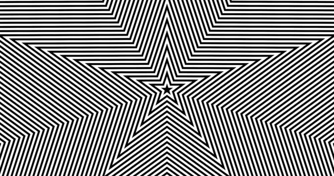 Hypnotic Black and White Star Shape Optical Illusion Animation
